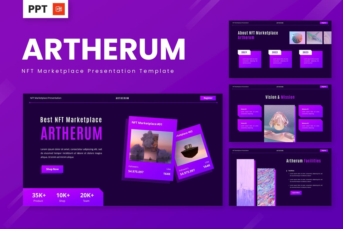 Template Powerpoint Ertherum - Solusi Presentasi untuk Marketplace NFT