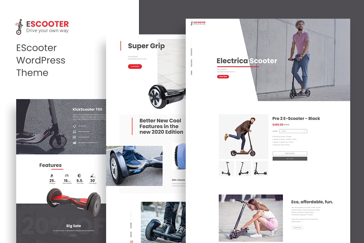 Escoot - Tema WordPress Satu Halaman untuk Produk Tunggal yang Menarik