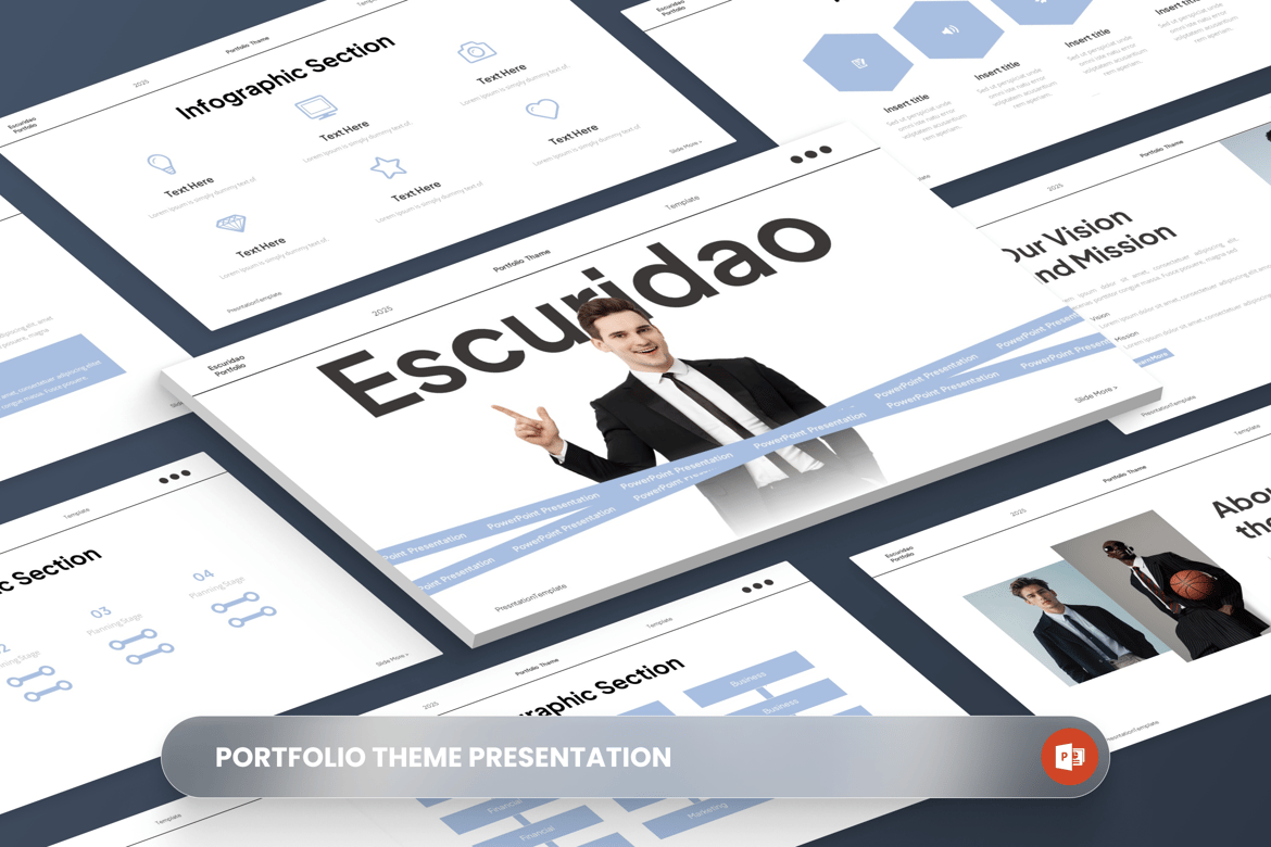 Escuridao - Template PowerPoint Portofolio yang Elegan dan Profesional