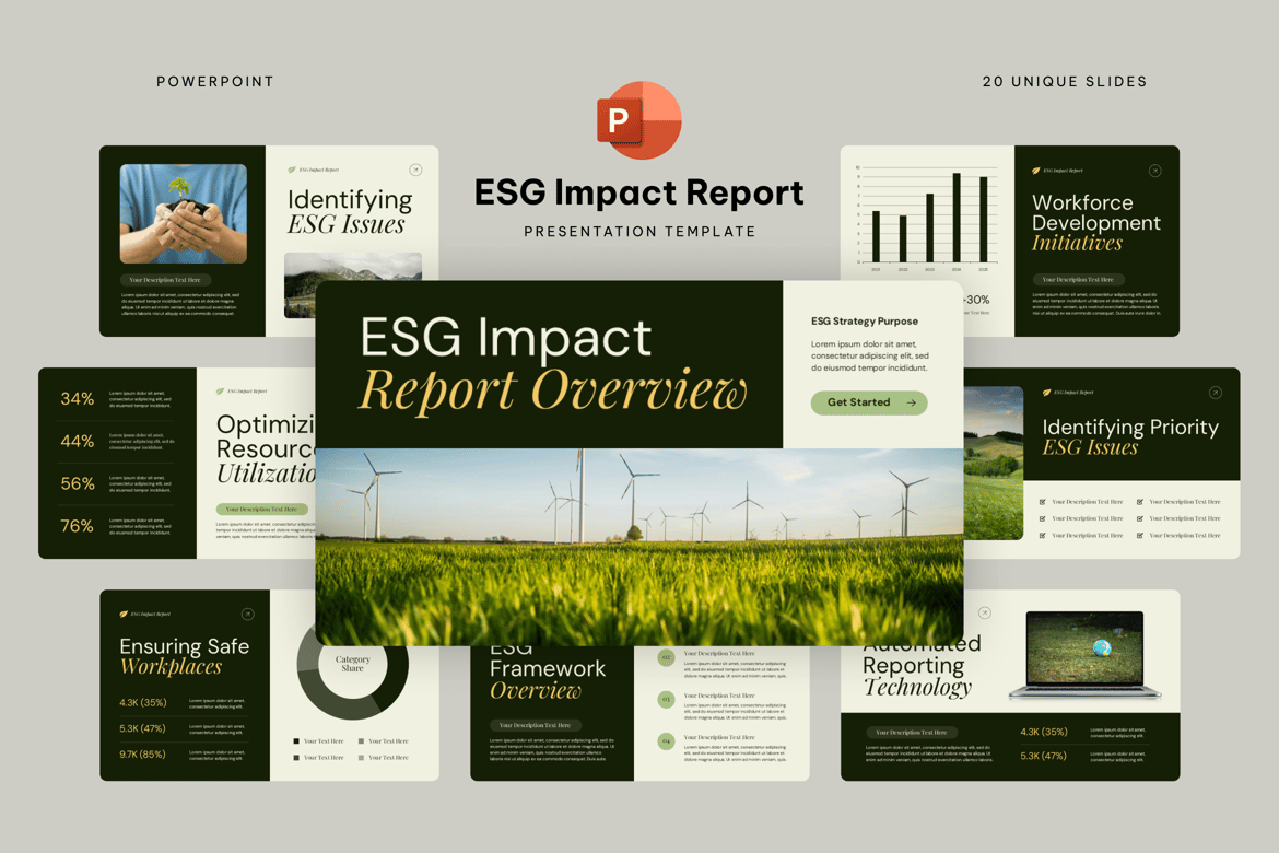 Template Presentasi Powerpoint Laporan Dampak ESG yang Menarik