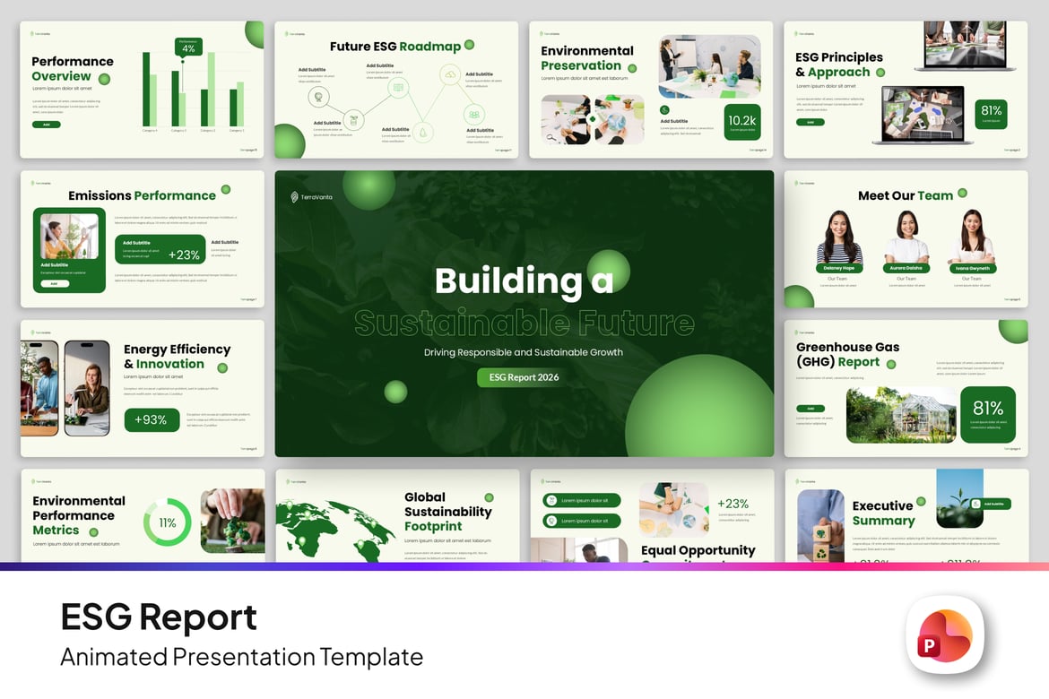 Template Presentasi PowerPoint Laporan ESG yang Profesional
