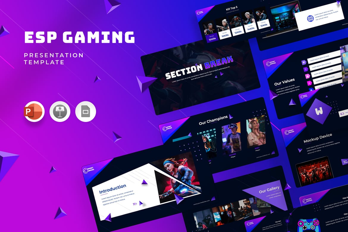 Template PowerPoint ESP Gaming - Desain Presentasi Profesional dan Menarik