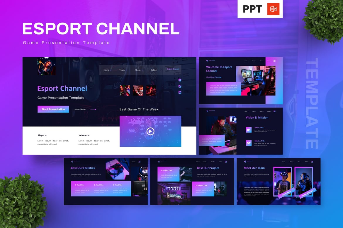 Template Presentasi PowerPoint Esport - Game Channel yang Keren