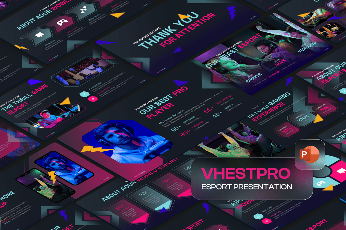 Template PowerPoint Esport yang Kreatif dan Modern