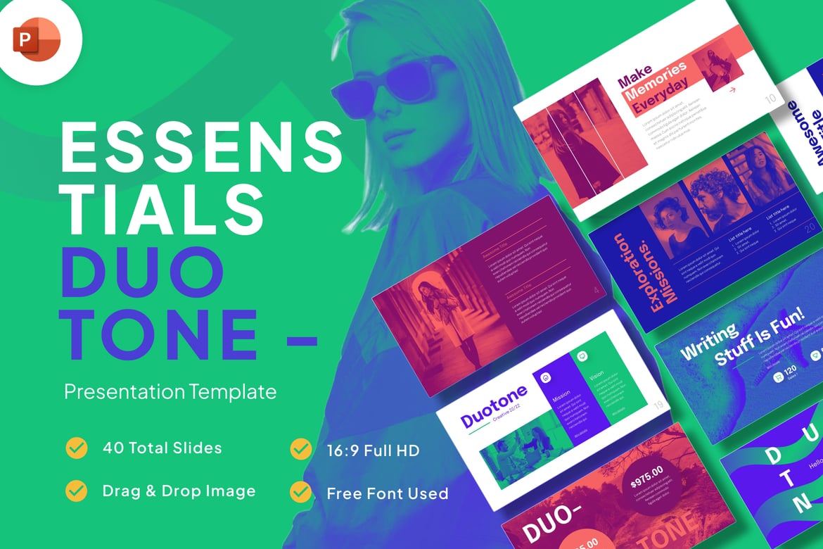 Template Presentasi PowerPoint Duo Tone yang Kreatif dan Essensial