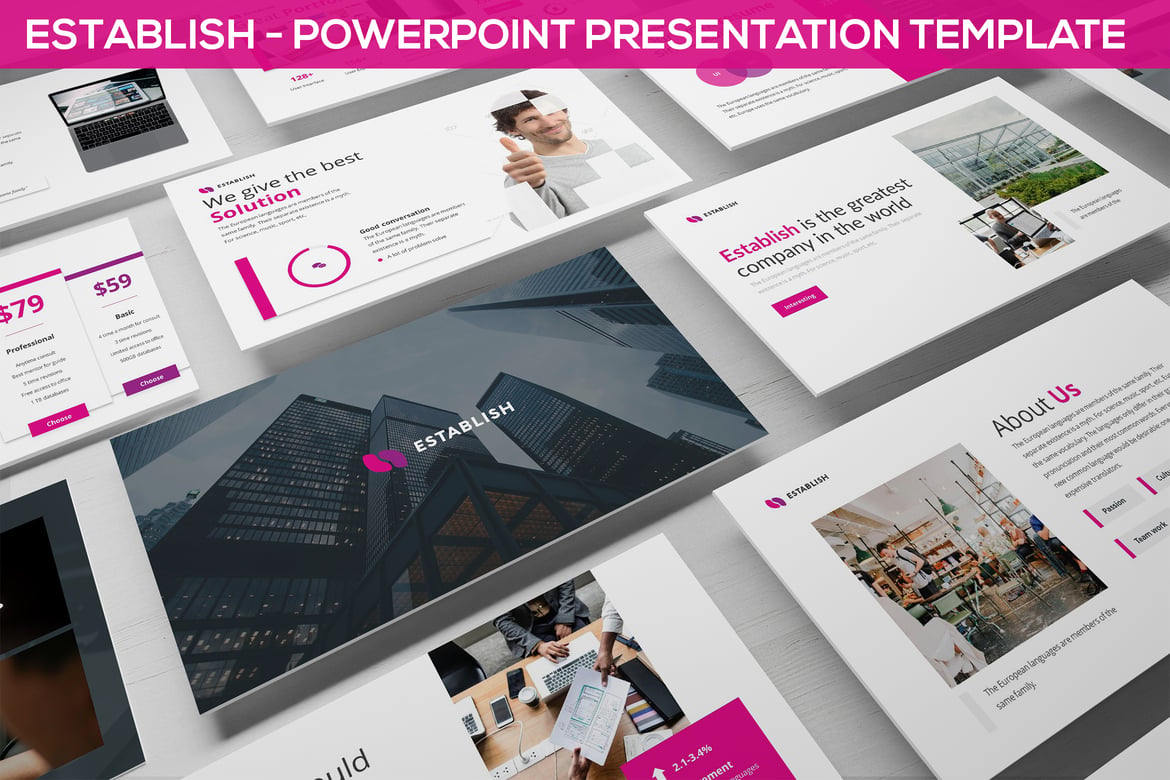 Template PowerPoint Kreatif Establish - Modern dan Sederhana