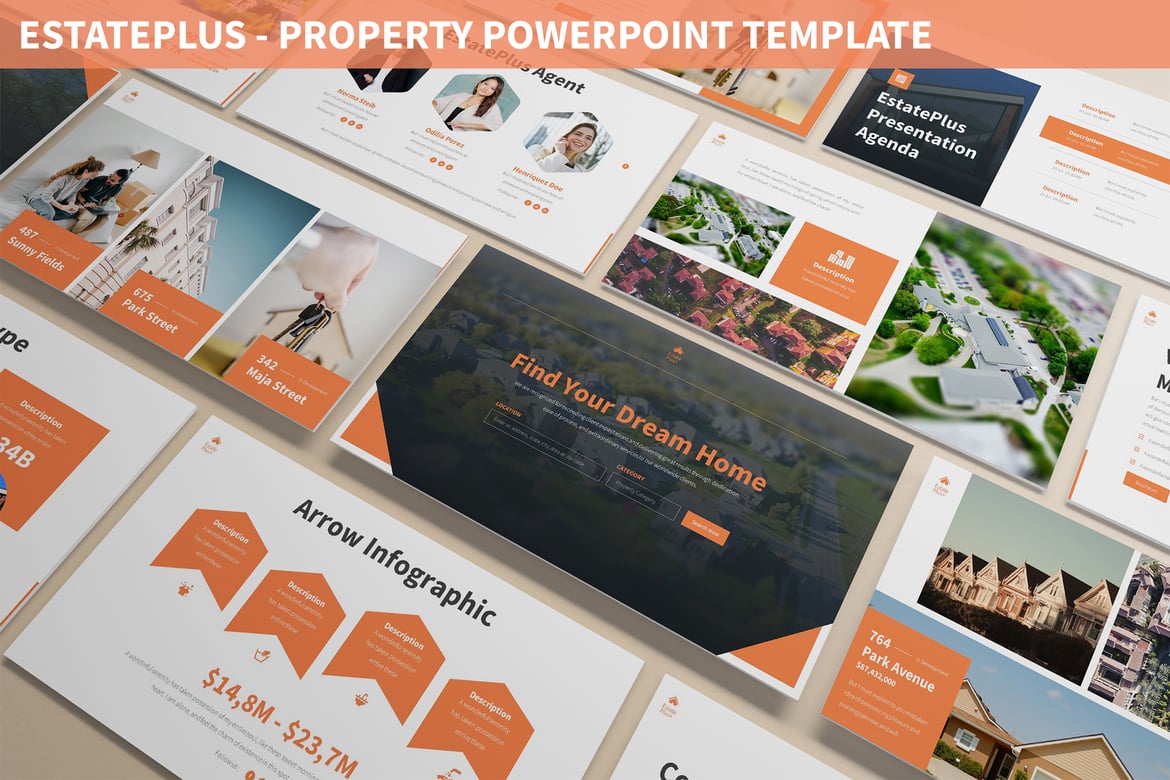 Template Powerpoint Properti Estateplus yang Menarik dan Dinamis