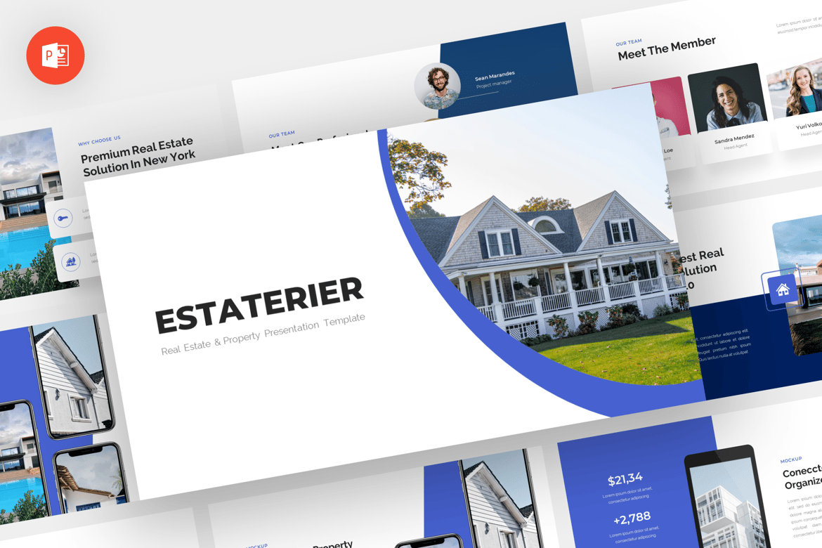 Estaterier - Template Presentasi PowerPoint Real Estate yang Modern
