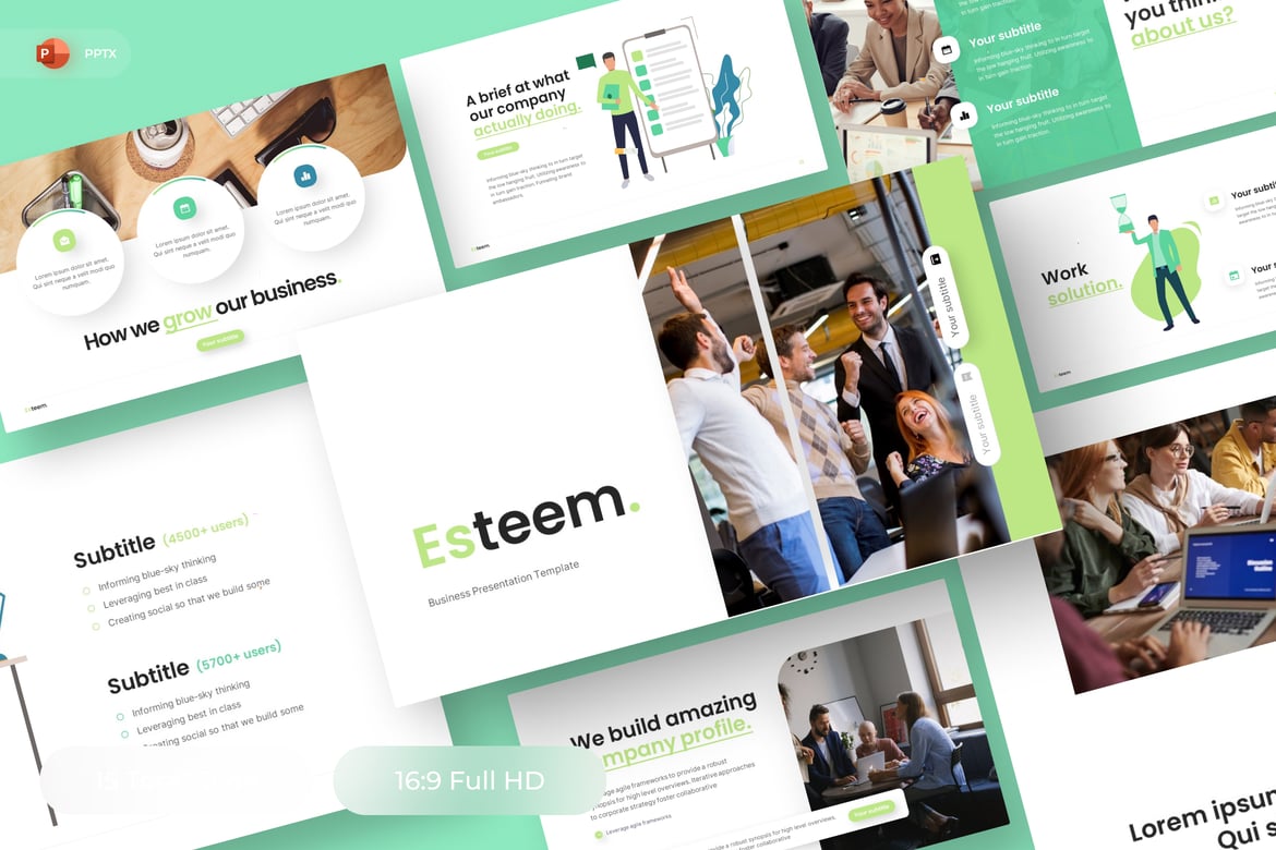 Template PowerPoint Bisnis Esteem yang Menarik dan Profesional