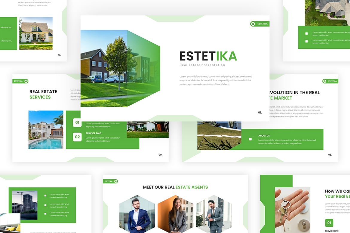 Estetika - Template Powerpoint Real Estate yang Menawan