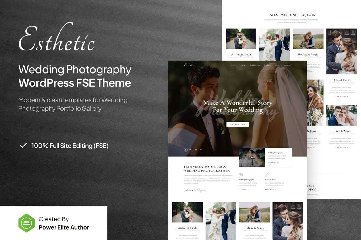 Esthetic - Tema WordPress Fotografi Pernikahan Modern