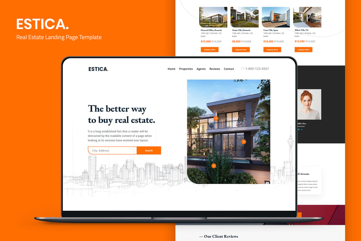 Estica — Template Website Landing Page Real Estate yang Menarik