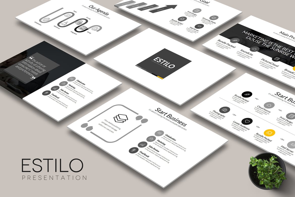 Template Presentasi PowerPoint ESTILLO yang Kreatif dan Menarik