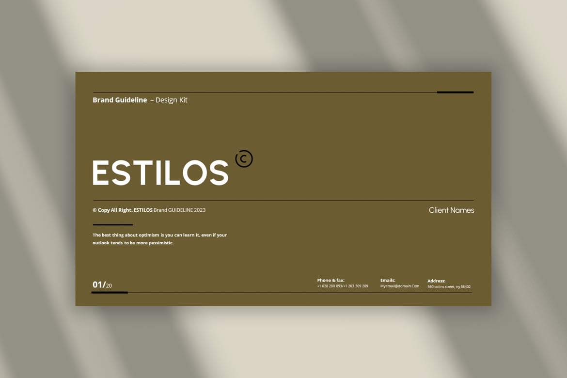 Template Presentasi Brand Guideline Estilos yang Elegan dan Minimalis