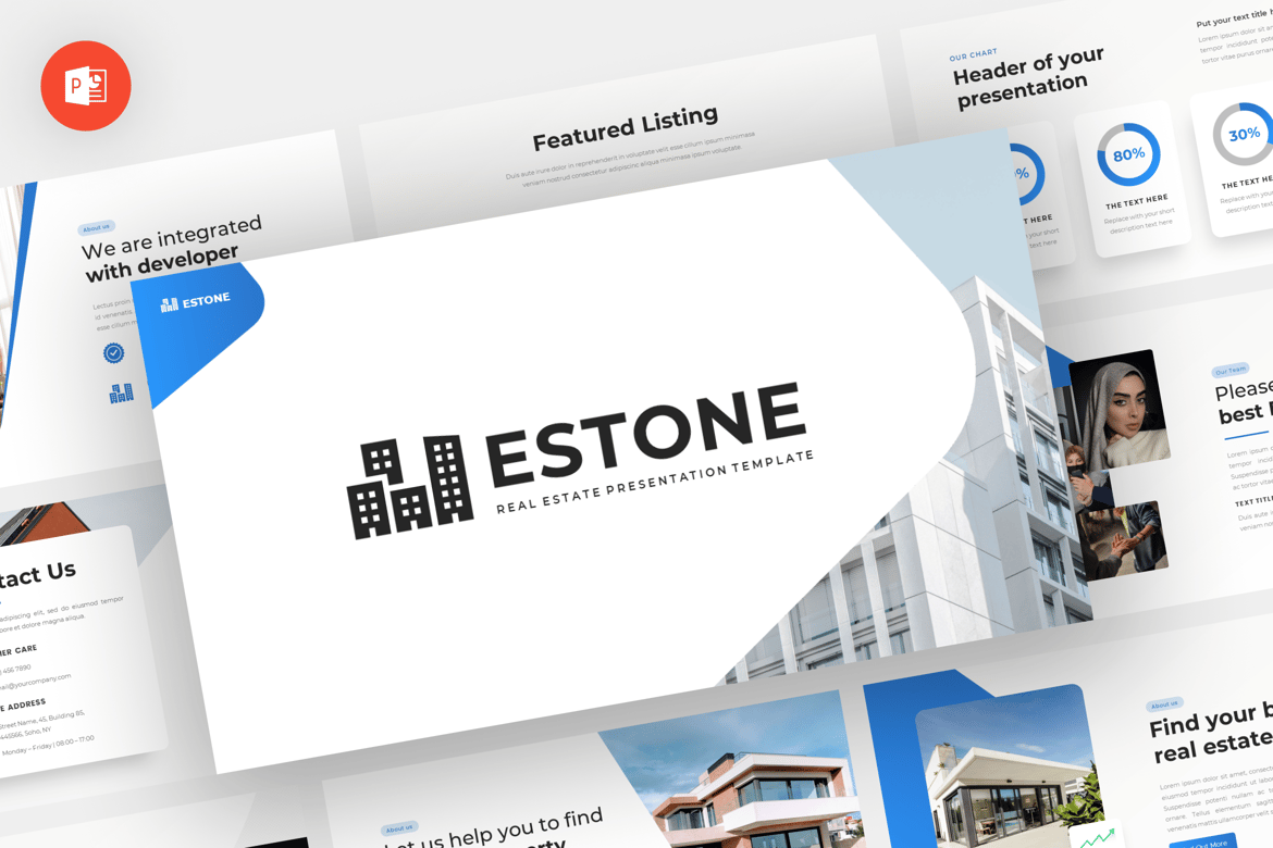 Estone - Template Powerpoint Real Estate yang Modern dan Profesional