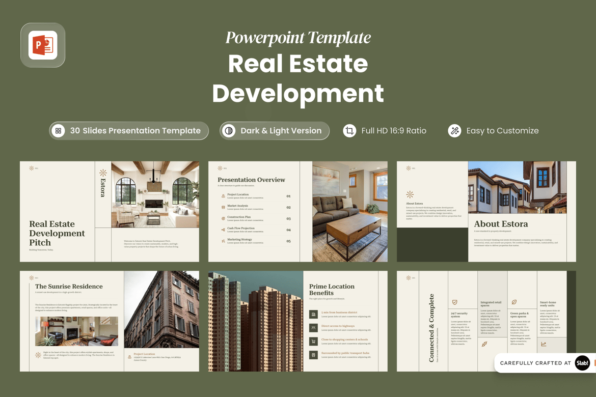 Template Presentasi Estora - PowerPoint untuk Pengembangan Real Estate yang Menarik