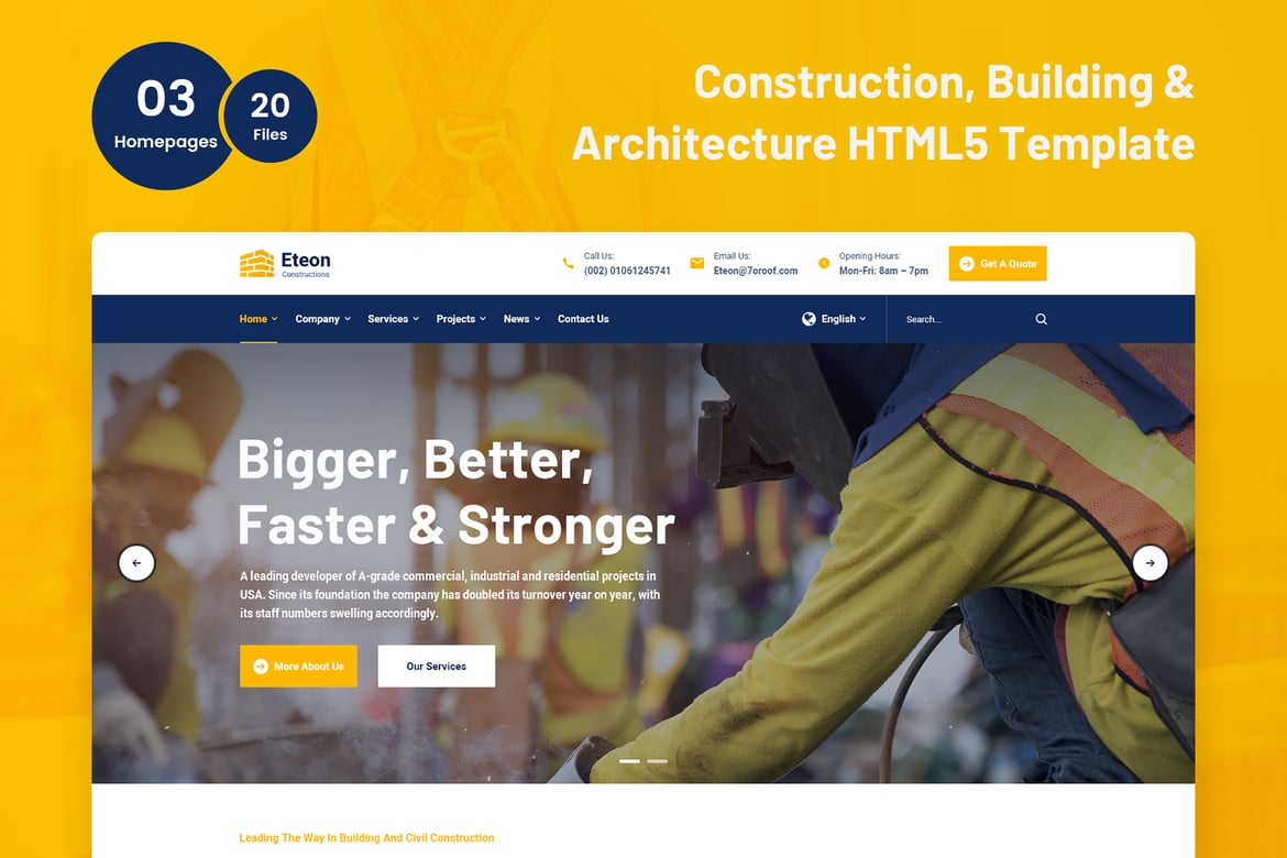 Eteon - Template Website HTML5 untuk Konstruksi dan Arsitektur yang Menawan