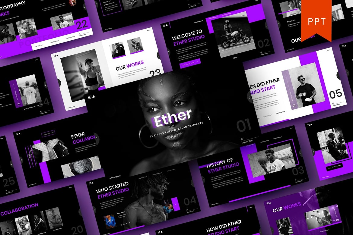 Ether – Template Presentasi PowerPoint Profesional