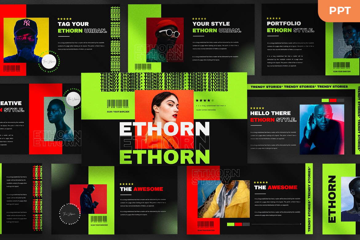 Template Presentasi PowerPoint Ethorn yang Modern dan Elegan