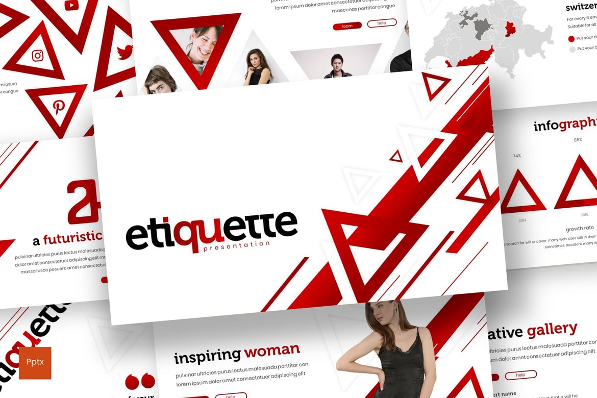 Template Presentasi PowerPoint Etiquette yang Kreatif dan Minimalis