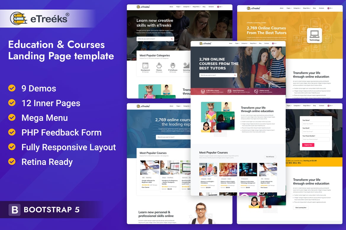 eTreeks - Template Website untuk Kursus Online dan Pendidikan