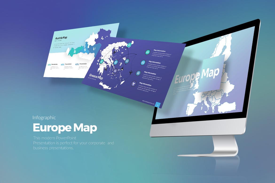 Template Presentasi PowerPoint Peta Eropa yang Menarik