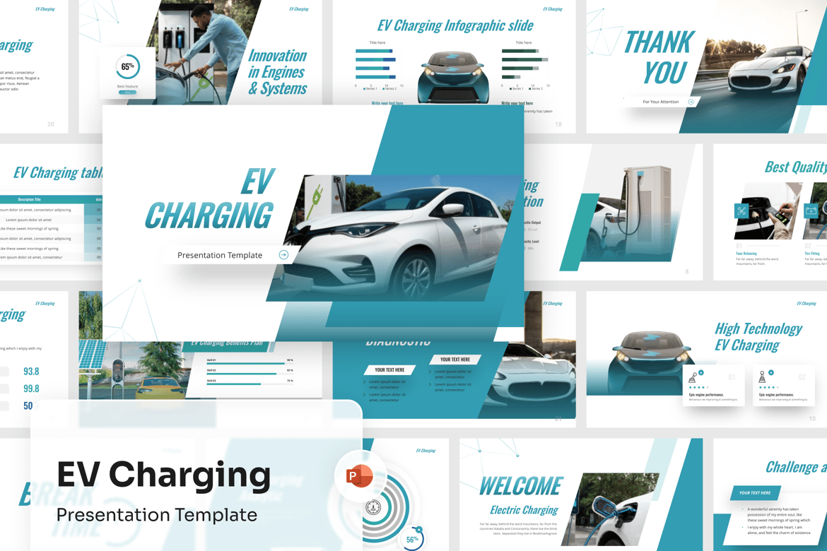 Template PowerPoint Charging EV yang Menakjubkan