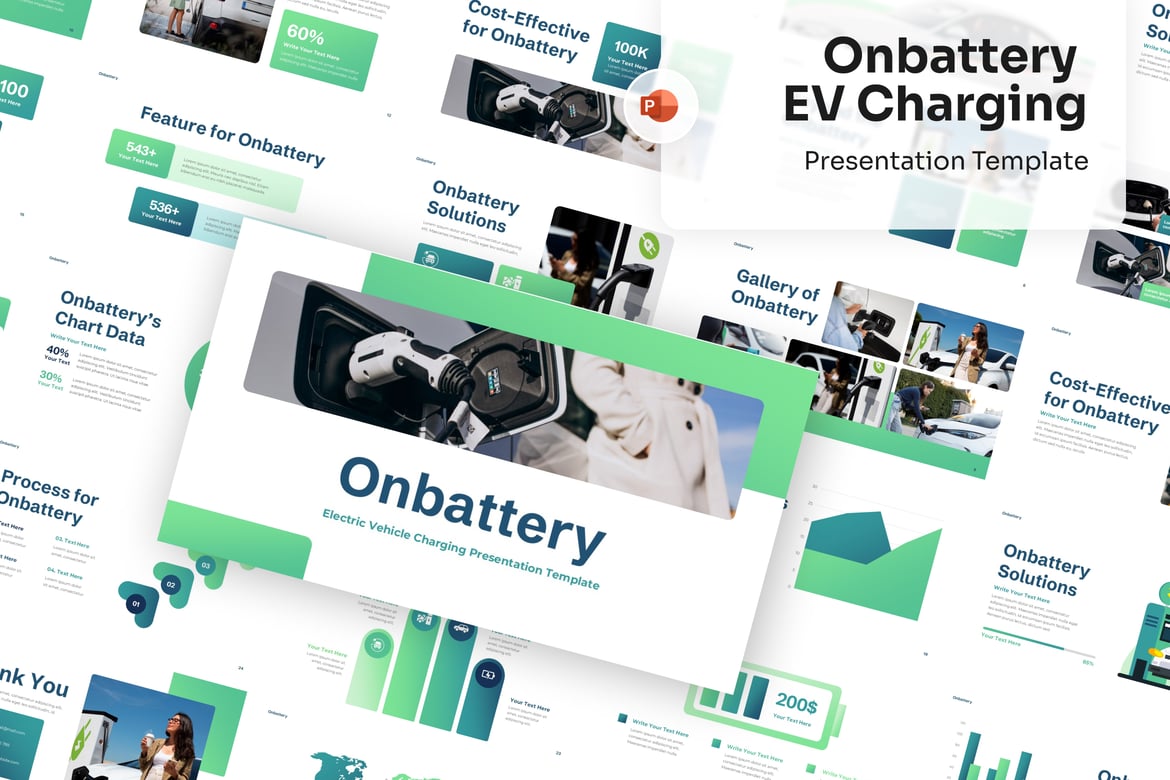 Template PowerPoint Pengisian Daya EV yang Menarik