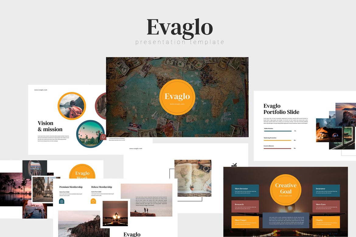 Evaglo - Template Powerpoint Wisata & Perjalanan yang Menarik