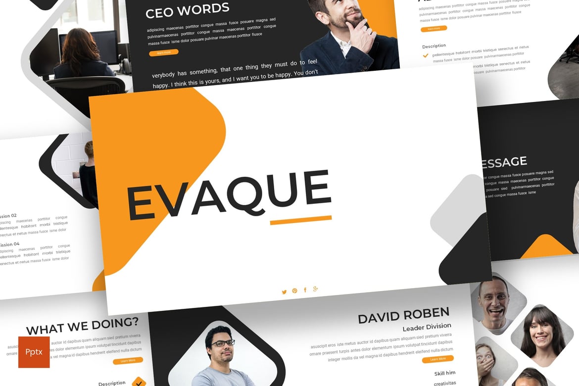 Evaque - Template Presentasi PowerPoint Profesional dan Kreatif