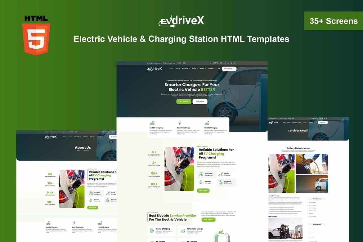 Template Website EVdriveX - Solusi Terbaik untuk Stasiun Pengisian Kendaraan Listrik