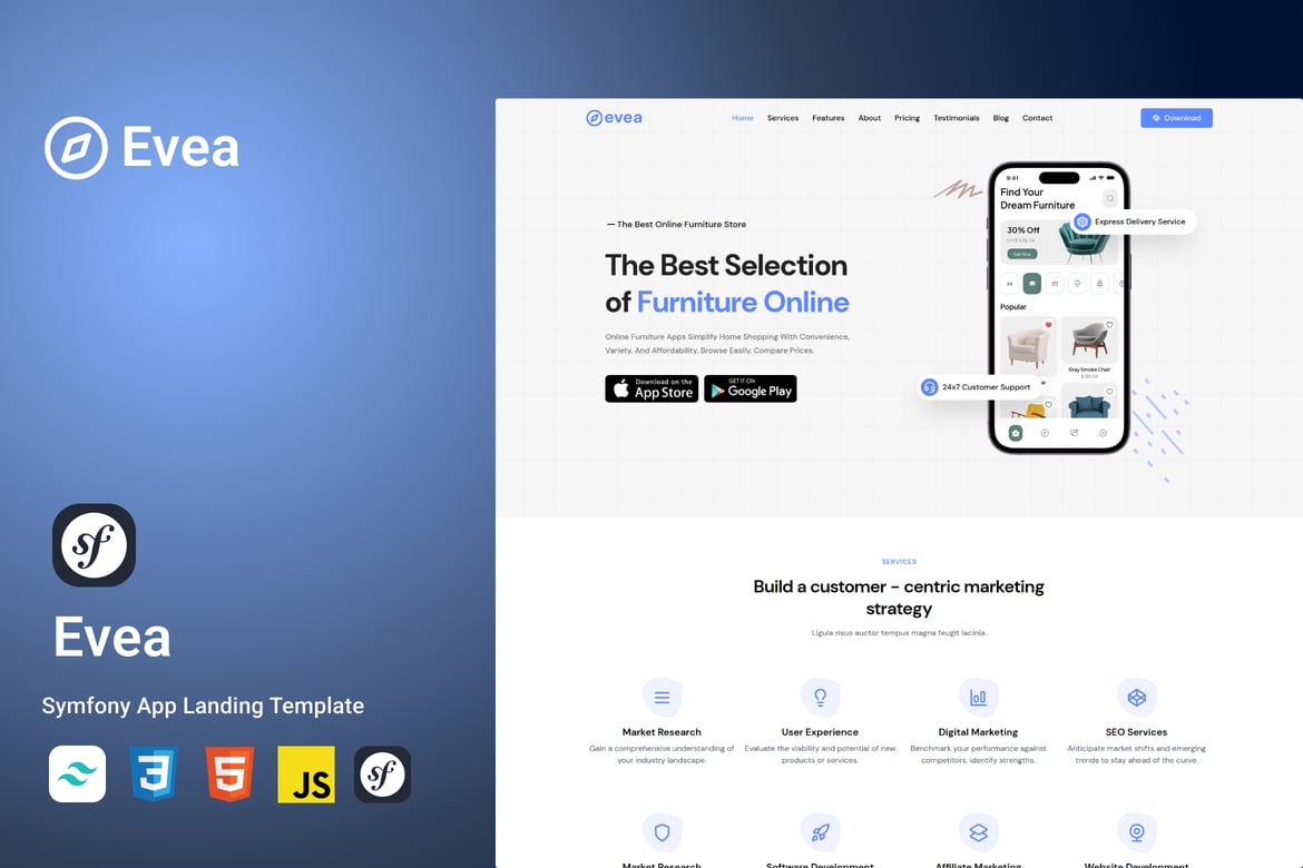 Evea - Template Website Landing Page Aplikasi Modern dan Responsif