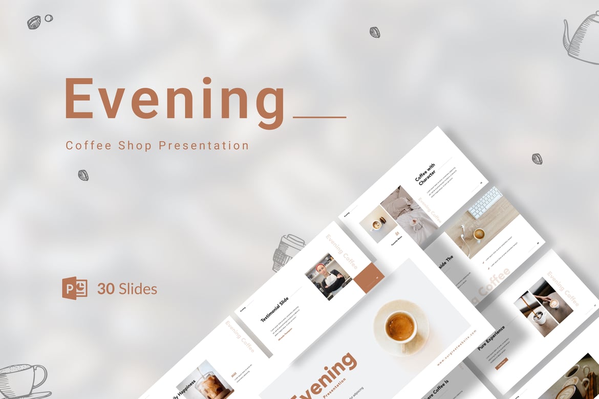 Template Presentasi PowerPoint untuk Coffee Shop di Malam Hari yang Menawan