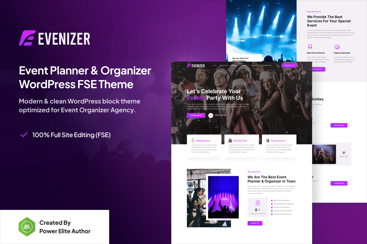 Evenizer – Tema WordPress Profesional untuk Penyelenggara Acara