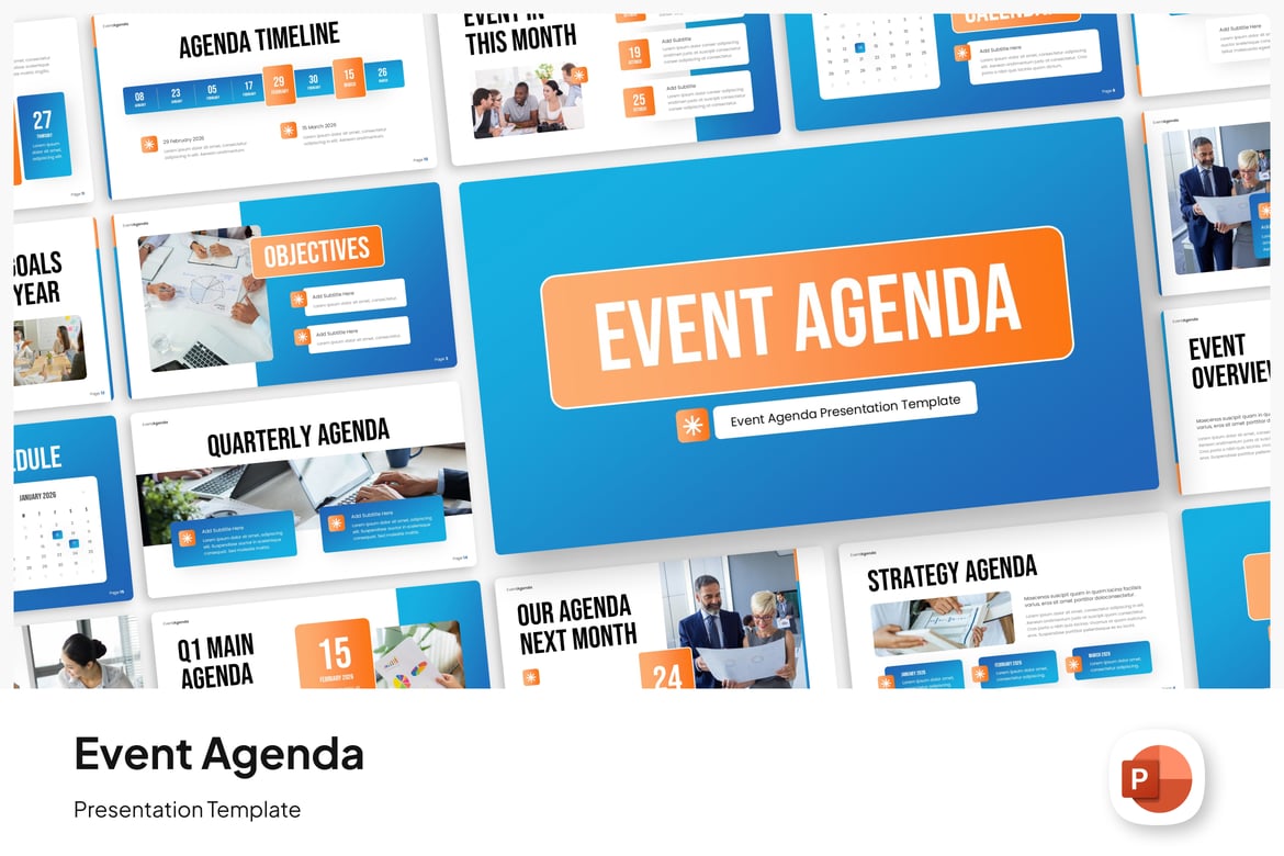 Template PowerPoint Agenda Acara Modern dan Menarik