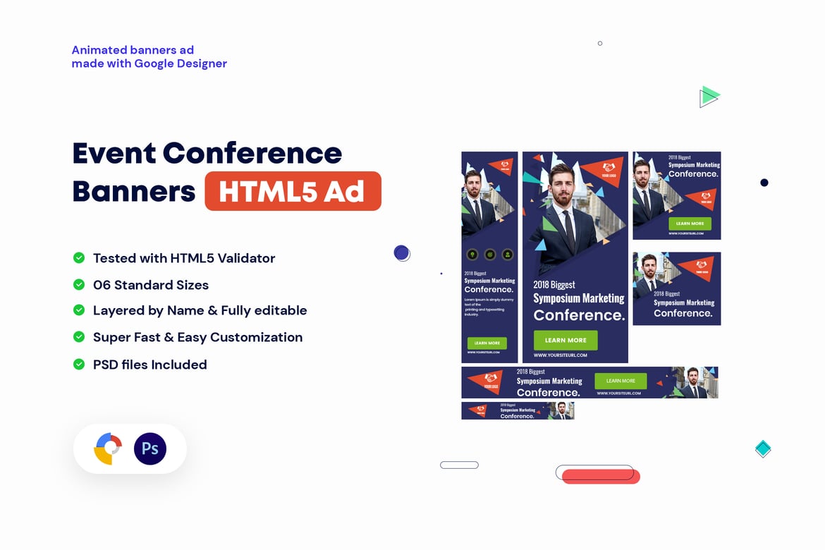 Template Website Banner HTML5 untuk Konferensi Event yang Menarik