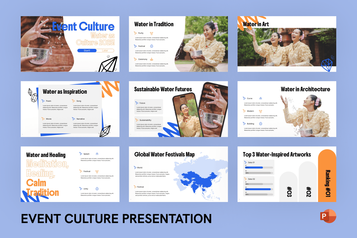 Template Presentasi PowerPoint Budaya Acara yang Menarik