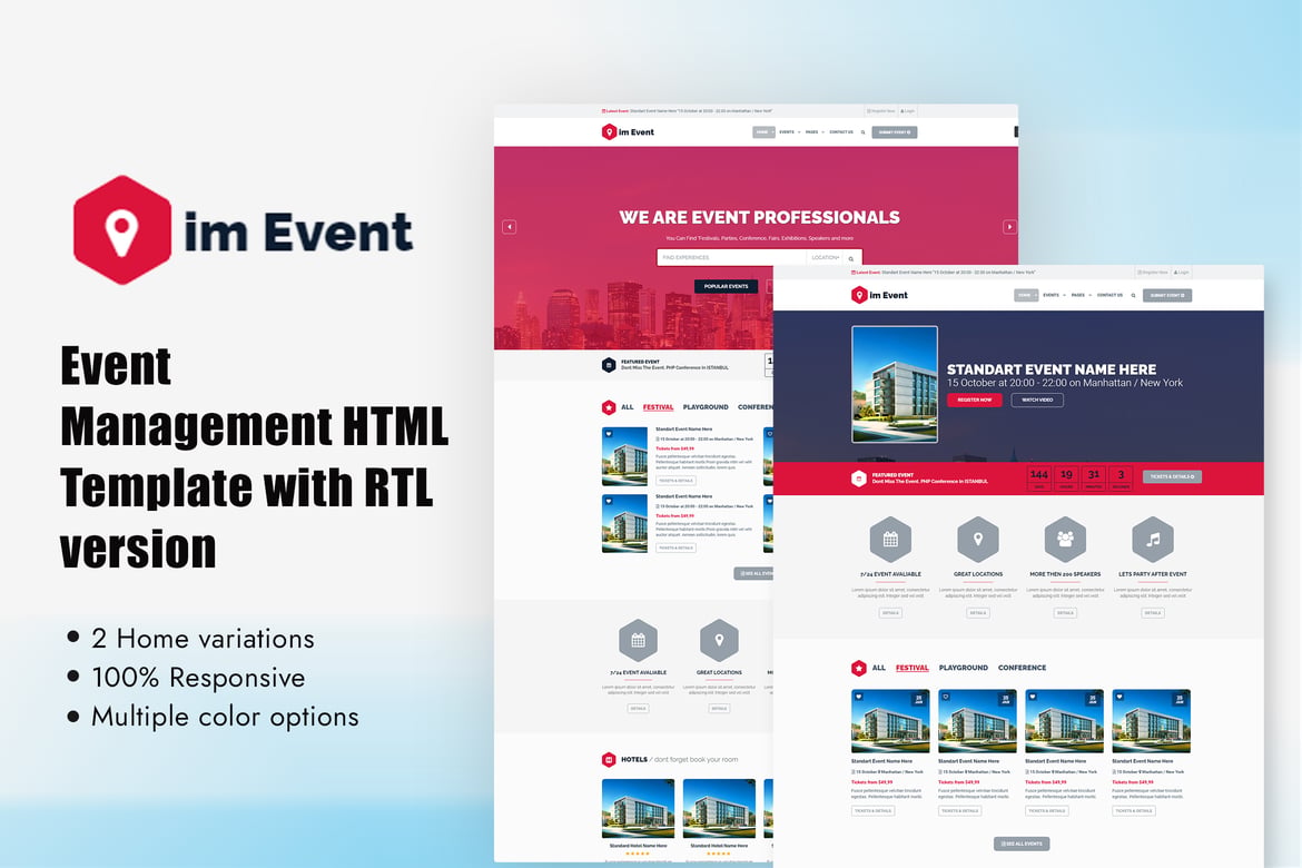 Template Website Manajemen Acara dengan Versi RTL yang Menarik