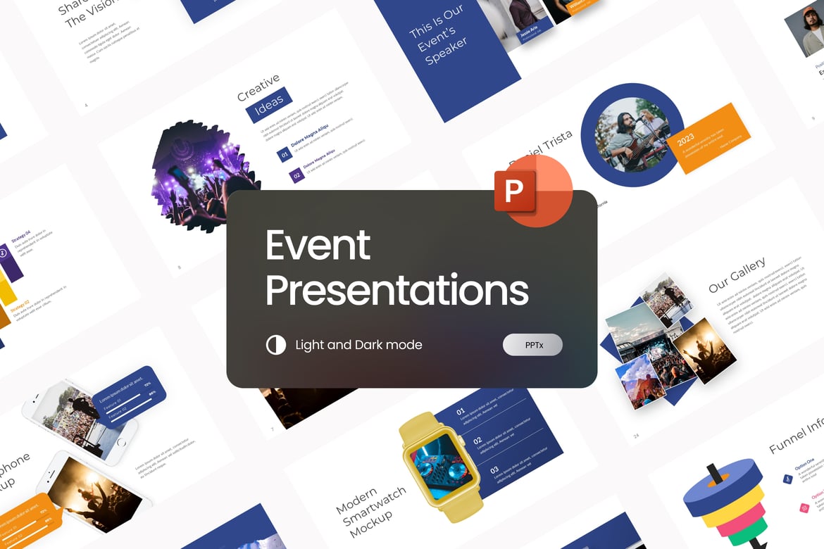 Template Presentasi PowerPoint Konser Band Musik Modern