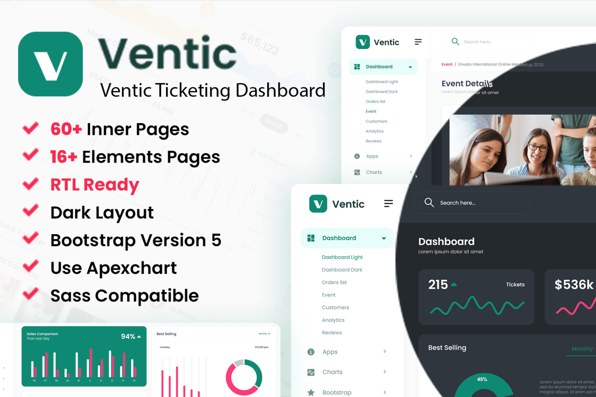 Template Dashboard Admin Bootstrap untuk Ticketing Acara yang Efisien