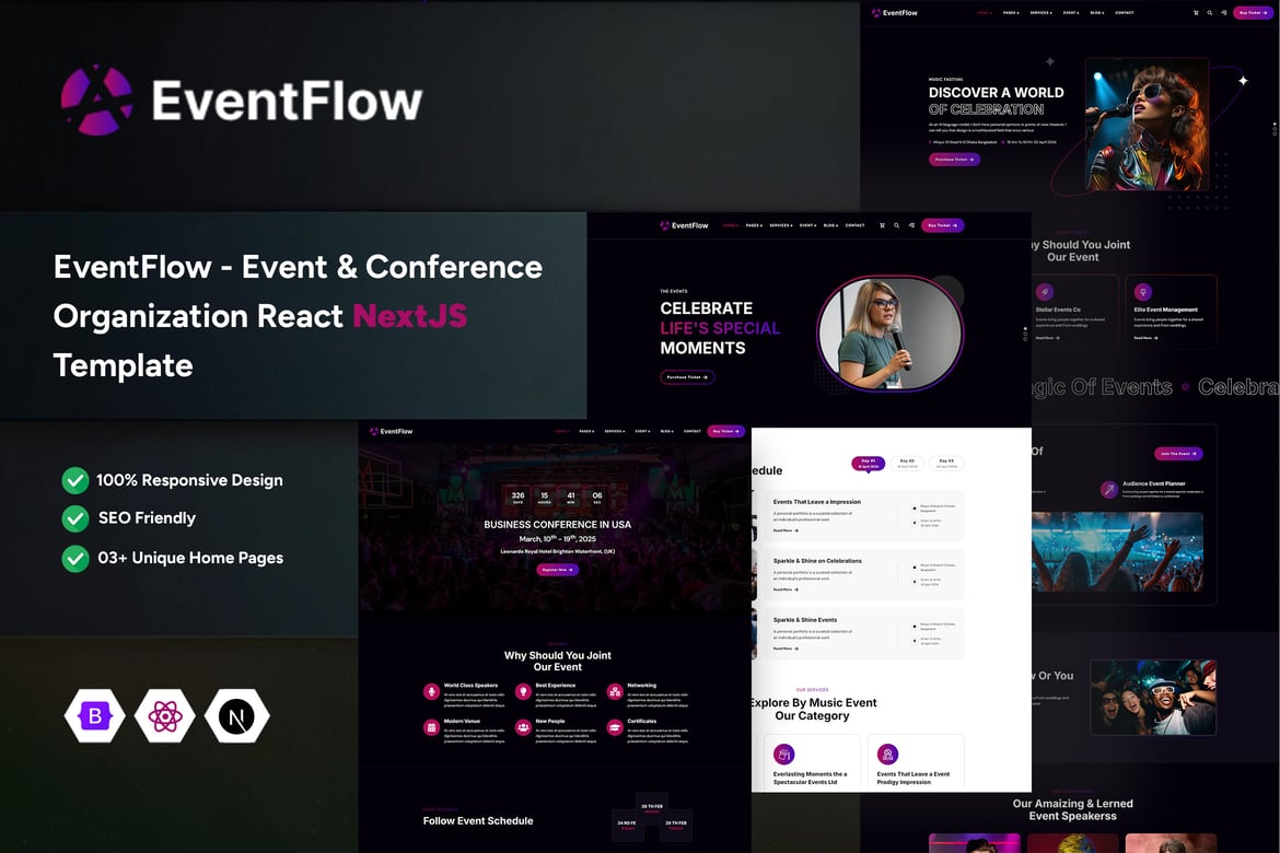 EventFlow - Template Website Konferensi dan Acara dengan React NextJS