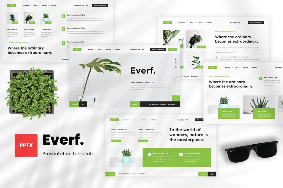 Everf - Template Presentasi PowerPoint Minimalis Bertema Alam