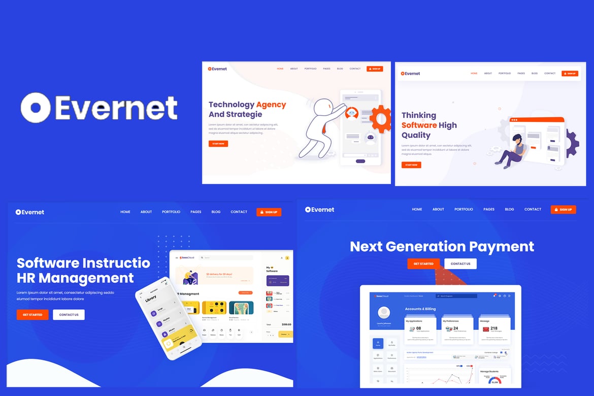 Evernet - Template Website Modern untuk Startup dan SaaS