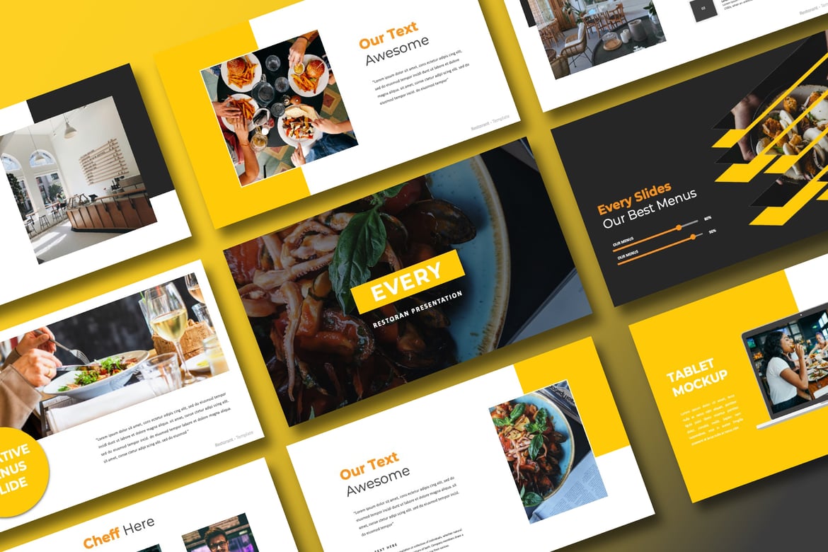 Template PowerPoint Restoran dan Makanan yang Elegan dan Fleksibel