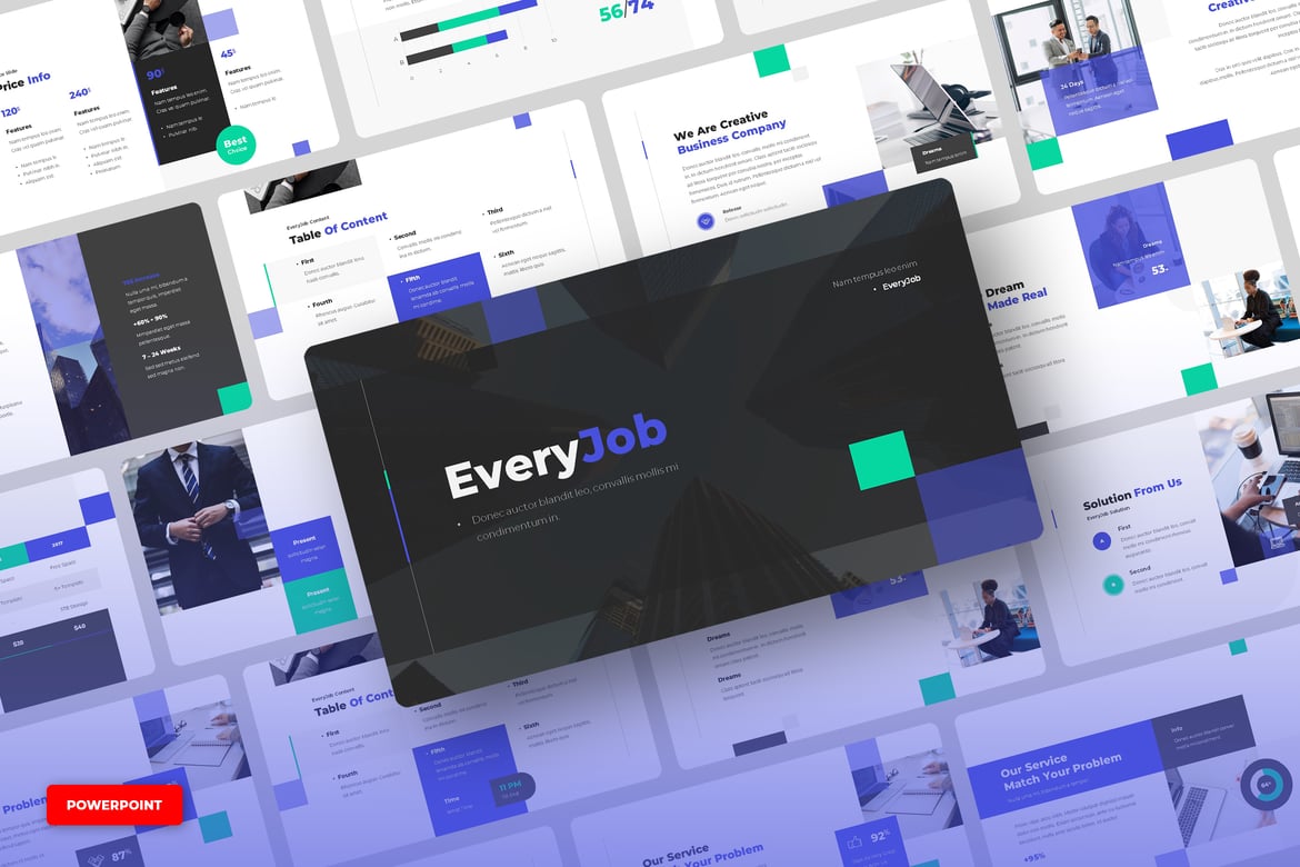 Everyjob - Template Presentasi Bisnis PowerPoint yang Kreatif