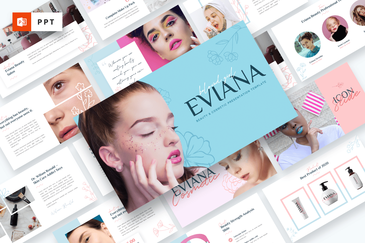 Eviana - Template Powerpoint Kecantikan dan Kosmetik yang Modern