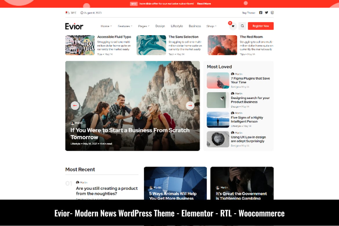 Evior - Tema WordPress Majalah Modern dan Menarik