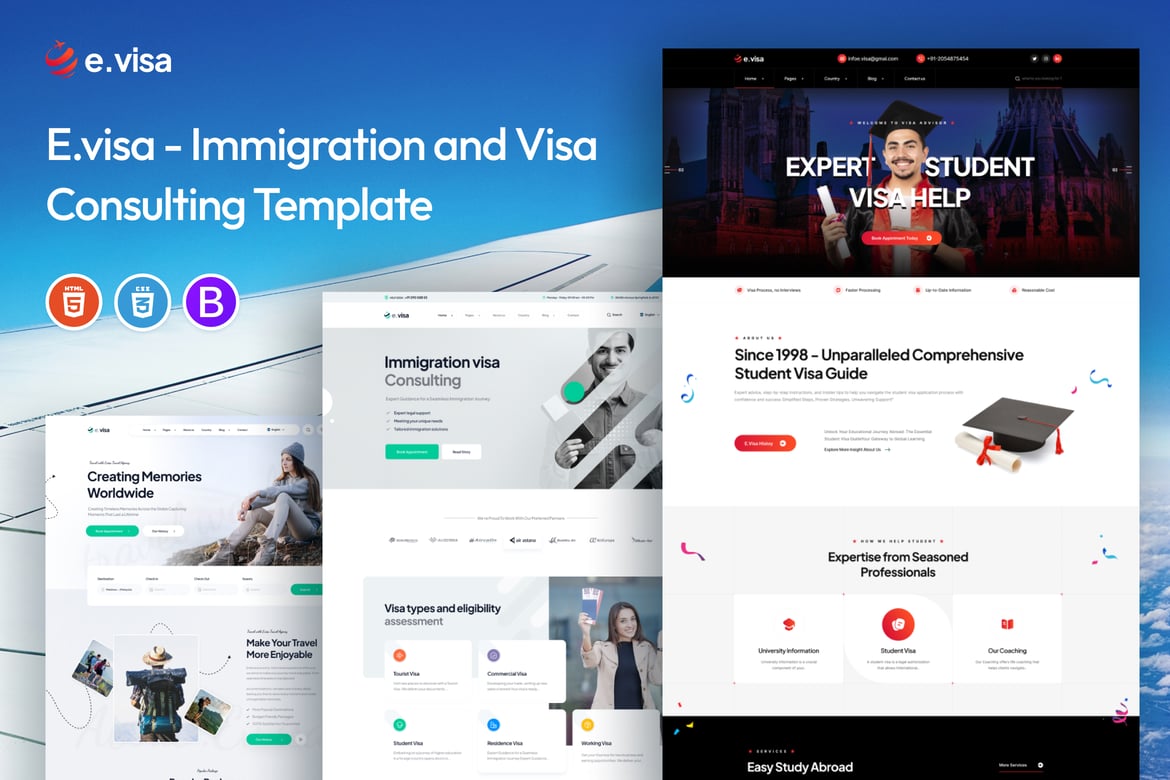 Template Website E.visa - Solusi Konsultasi Imigrasi dan Visa yang Profesional