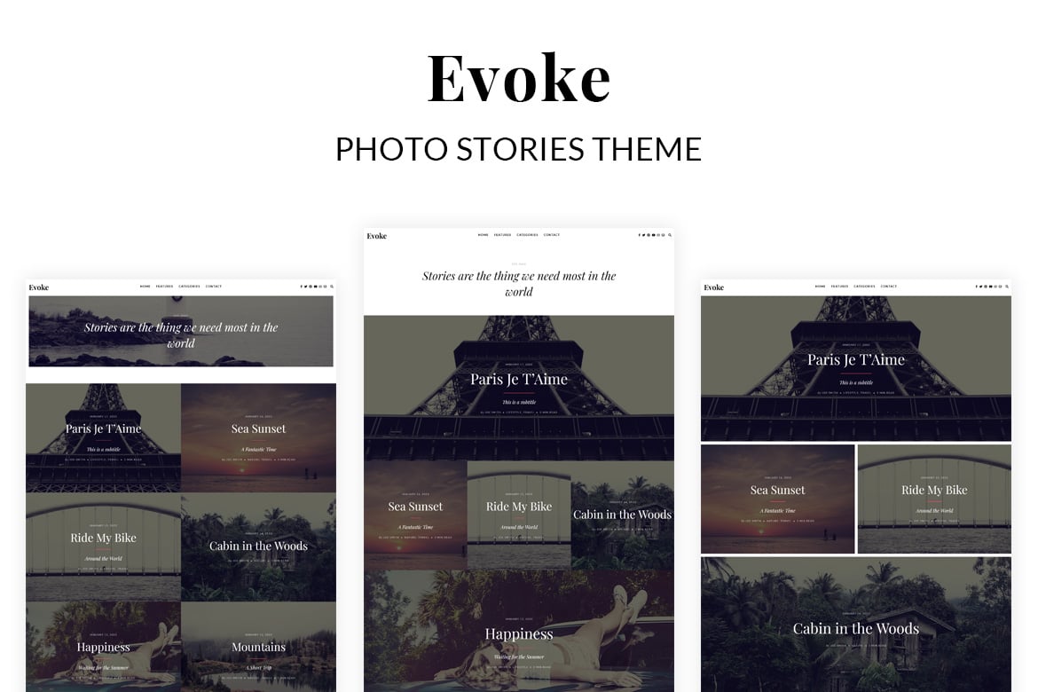 Tema WordPress Evoke: Cerita Foto yang Elegan dan Modern