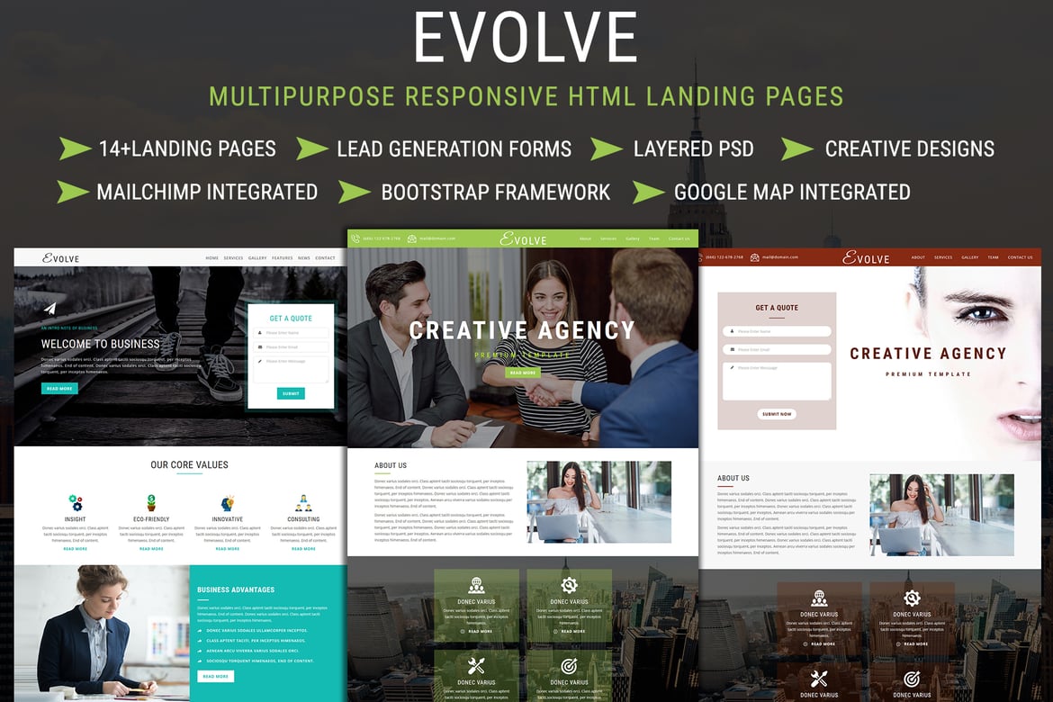 Template Website EVOLVE: Halaman Landing HTML Responsif Serbaguna
